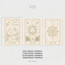 Bộ 3 tranh in bài Tarot Mặt trời, Mặt trăng và Ngôi sao Boho, Bộ áp phích vải Tarot, Nghệ thuật treo tường hiện đại màu be trung tính, Đồ trang trí tường chiêm tinh huyền bí, Nghệ thuật thiên thể, Quà tặng lý tưởng cho phòng khách, phòng ngủ, nhà bếp, văn phòng, hành lang, Trang trí nhà cửa và phòng, Không có khung - Màu be - Xem 3
