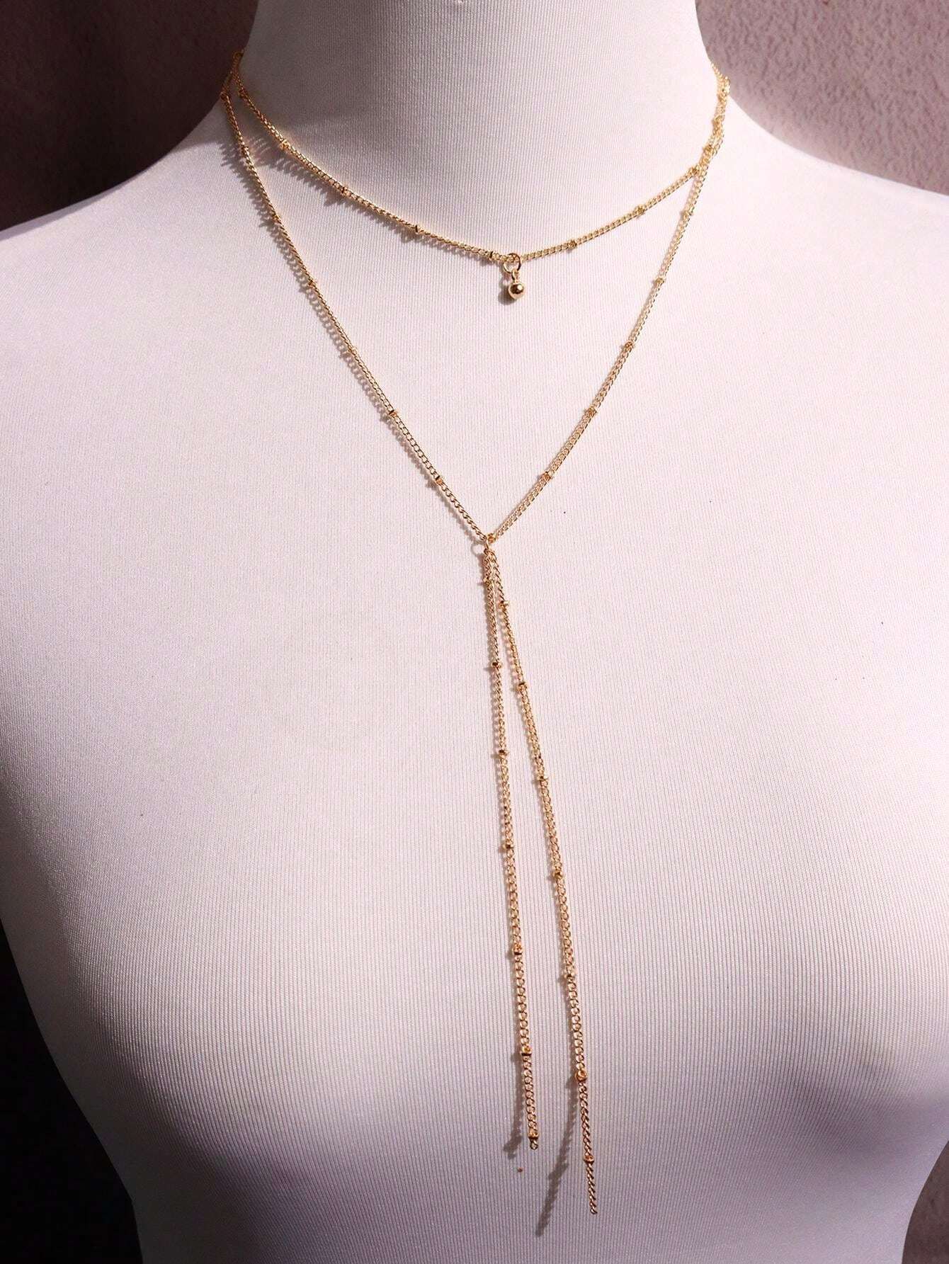 1pc Elegant Vintage Fashion Versatile MultiLayer YStyle Long Necklace