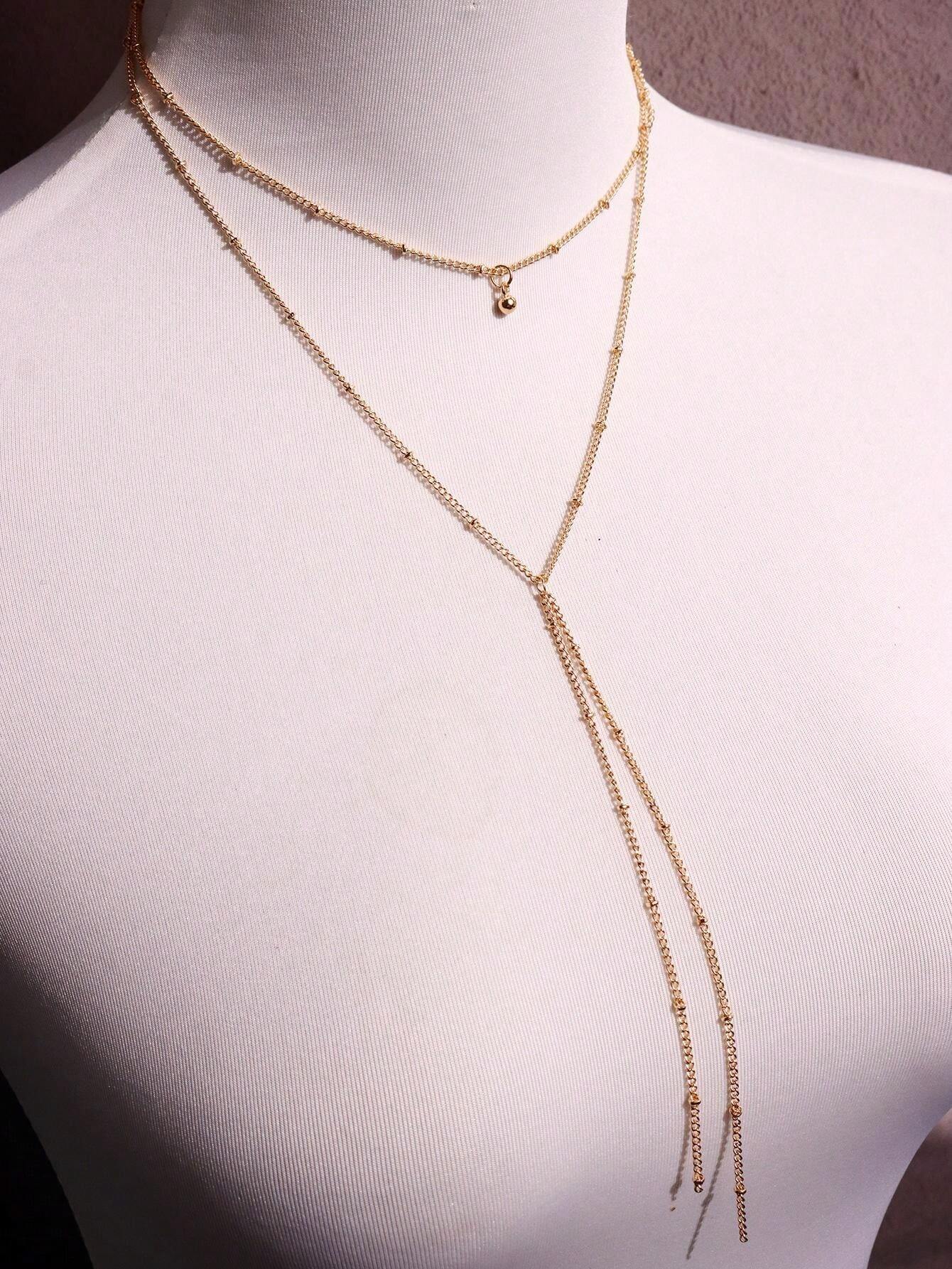 1pc Elegant Vintage Fashion Versatile MultiLayer YStyle Long Necklace
