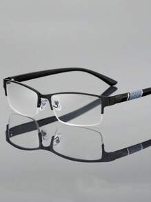 1pc New Style Metal Semi-Rimless Ready-Made Eyeglasses For Businessmen, Super Light Fashion Glasses Frame Glasses Accessories - Multicolor - View 23