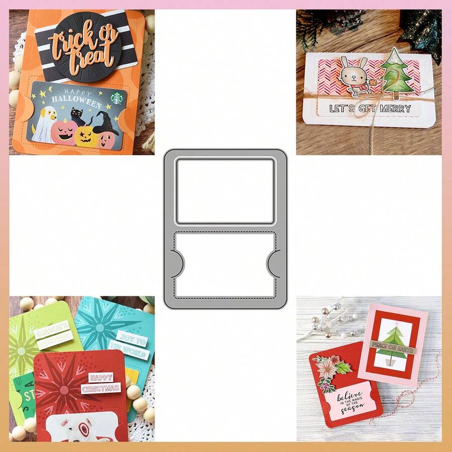 1 Khuôn cắt kim loại nhãn mác dùng để trang trí thiệp chúc mừng, kẹp sách DIY, thiệp ảnh - Bạc - Xem 1