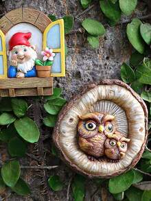 1入組小矮人花盆雕像-為露台、花園和戶外的創意壁畫-完美的新居禮物！ - 彩色 - 查看 2