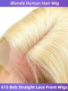 Peruca Bob de Cabelo Humano Loiro 613 de 12 Polegadas, Reta, Frente de Renda 13x4 com Cabelo Implantado, Renda Transparente e Densidade de 150, Perucas Loiras 613 de 8-16 Polegadas para Mulheres, Peruca Bob Curta para Mulheres