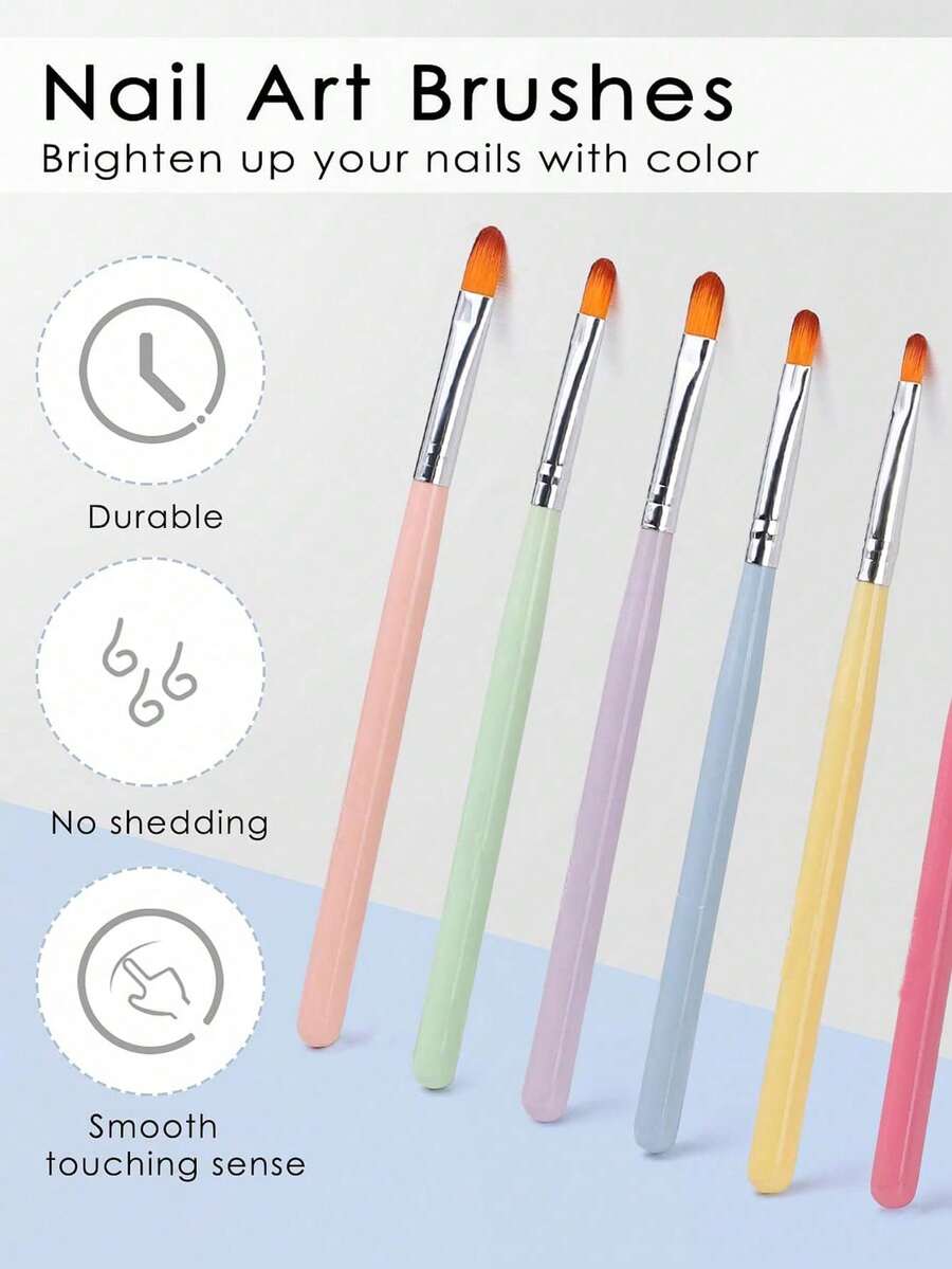 7 Pcs Gel Nail Brushes Builder Gel Brush Poly Extension Gel Brush