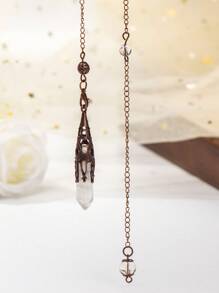 1 件仿古黄铜天然石切割水晶柱灵魂吊坠，复古宫廷风格，时尚配饰，节日礼物 - 古銅色靈擺 - 查看 24