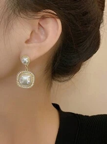 Bộ 5 chiếc/Bộ trang sức tua rua hình vuông, trái tim, nơ và ngọc trai đính đá Rhinestone thời trang dành cho phụ nữ ngày lễ tình nhân, mẹ, mẹ, ngày của mẹ, quà tặng - Nhiều màu - Xem 5