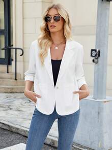Women's Lightweight Blazer For Fall/Winter - White - View 2