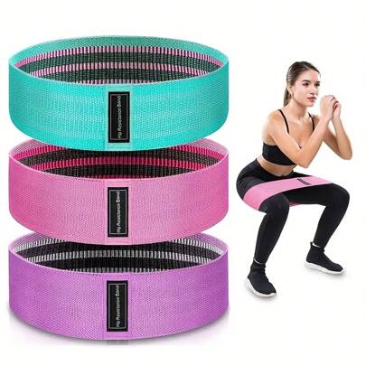 3pcs Resistance Bands, Non-Slip Elastic Tension Rope, Suitable For Leg And Glute Lift, Body Stretch, Exercise, Yoga, Pilates Gym Accessories