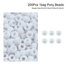 100/200pcs Acrylic Pony Beads Multicolor Plastic Bucket Beads For Jewelry Making DIY Braid Bracelet Necklace Pendant