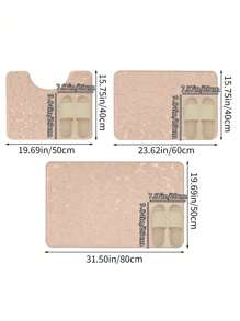 1 pieza/Set de 3 piezas Alfombra de baño de piedra beige con relieve, de alta rebote y absorbente, antideslizante, set individual o de 3 piezas, decoración de baño, alfombra de piso, alfombra de exterior, felpudo, decoración de otoño, accesorios de baño, decoración de entrada