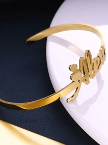 1 pièce Bracelet à plaque signalétique personnalisé pour femme en or, argent ou or rose. Bracelet à jonc en acier inoxydable personnalisé. Cadeau de bijoux personnalisés.
