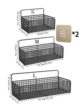 2st, Smidesjärnsställ för badrumsförvaring, förvaringsställ för kosmetika för badrum, perforeringsfritt vägghängande förvaringsställ, köksförvaring
