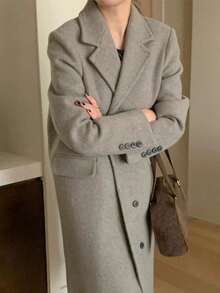 Winter Long Overcoats For Women Elegant Commute Blazer Overcoat - Grey - View 3