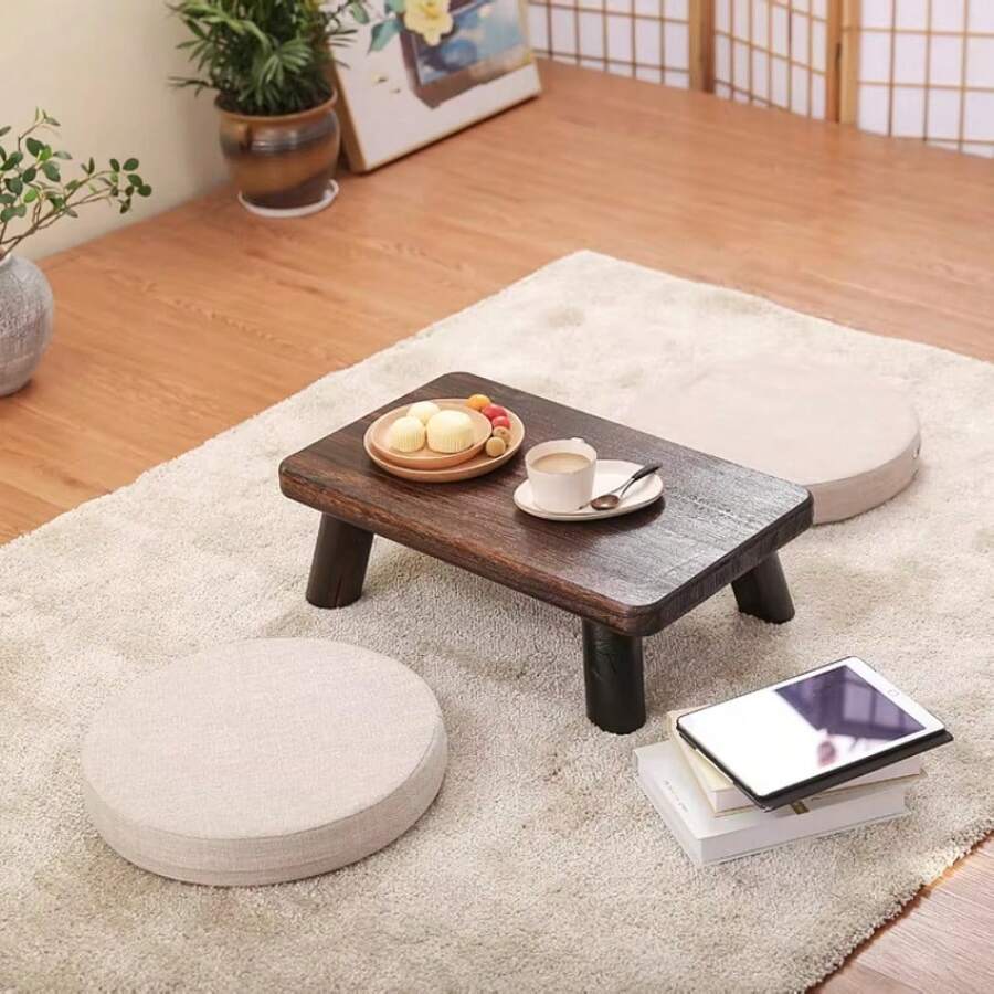 Small Japanese Tea Table Traditional Rectangle Paulownia Wood Asian