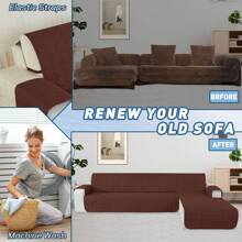 Vỏ bọc ghế sofa chống thấm nước Ystyle với bán đảo 2/3/4 chỗ ngồi Vỏ bọc ghế sofa góc có thể đảo ngược đa năng bên phải/trái, Vỏ bọc ghế sofa Chaise Longue chống trầy xước chống vết bẩn - Cà phê nâu - Xem 4