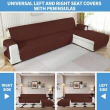 Vỏ bọc ghế sofa chống thấm nước Ystyle với bán đảo 2/3/4 chỗ ngồi Vỏ bọc ghế sofa góc có thể đảo ngược đa năng bên phải/trái, Vỏ bọc ghế sofa Chaise Longue chống trầy xước chống vết bẩn - Cà phê nâu - Xem 5
