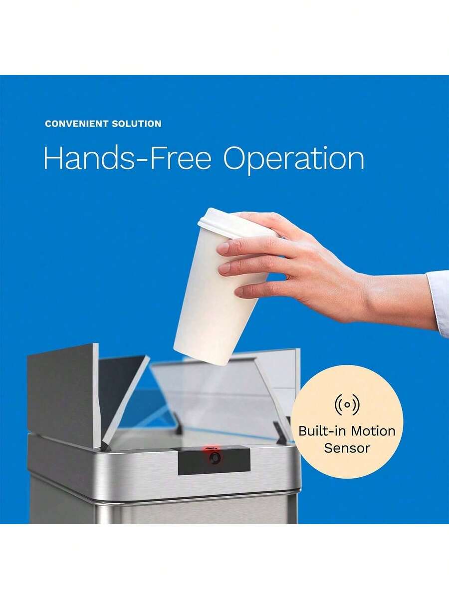 13 Gallon Automatic Trash Can For Kitchen Stainless Steel Garbage Can