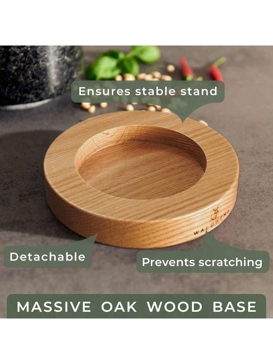 Mortar And Pestle Mortar And Pestle Set With AntiScratch Oak Wood