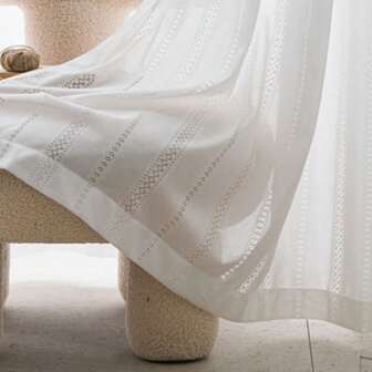 1 Piece White Hollow Mirrored Sheer Curtain, Heat Insulation, UV Protection, Translucent, Japanese Curtain Panel For Living Room, Bedroom, Balcony, Office Home Decor, Rod And Track Not Included