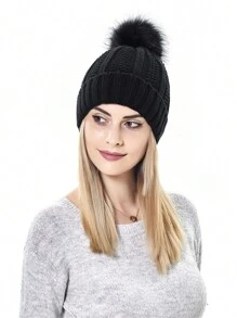 1 chiếc mũ len dệt kim rộng cho nữ, lót vải satin co giãn, bảo vệ tóc thời trang Châu Âu và Châu Mỹ, ấm áp cho mùa đông - màu đặc - Xem 3