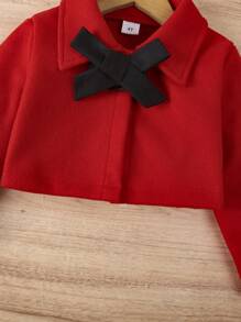 秋冬季少女优雅纯色外套 + 毛衣裙 + 帽子 + 腰带 4 件套