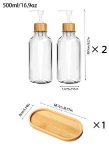 Badezimmer Seifenspender Set, 500ml flüssige Handseife & Lotionspender Set (Mit Bambusplatte), Badezimmer Seifenspender Set (Mit Pumpe), Bauernhaus Stil Badezimmer Deko, Boho Stil Badezimmer Accessoires (Klar), Spülmittel, Handdesinfektionsspray, Flüssige Duschgel - Verschiedenfarbig - Übersicht 11