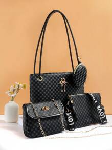 Women's Fashionable New Embroidered Casual Buckle Zipper Adjustable Strap Tote Crossbody Mini Combo Bag