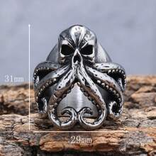 1 Piece Punk Gothic Stainless Steel Nordic Mythology Sea Monster Kraken Octopus Halloween Jewelry Ring Gift For Man