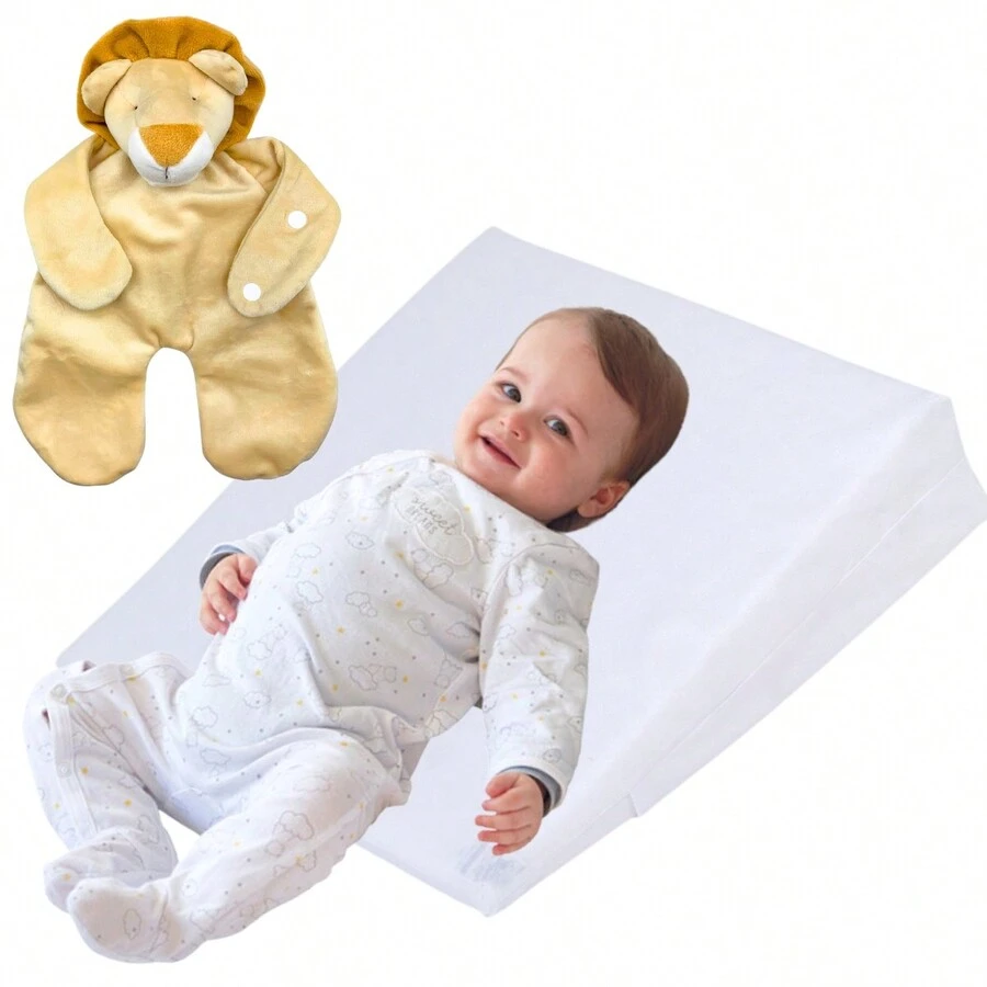 Travesseiro Anti Refluxo Rampa Bebê Berço Com Naninha Com Prendedor de