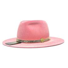 Fedora Hat Country Bandinha Shine Golden Unisex Medium Brim Top Premium Rodeo Show Style - 淺粉色 - 查看 1