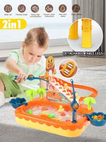 Đồ chơi câu cá vịt con có hiệu ứng âm nhạc, đồ chơi cầu trượt vịt con, bao gồm 2 cần câu, 2 trong 1, phù hợp cho trẻ em từ 3 tuổi trở lên - Nhiều màu - Xem 4