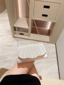 1 件经典褶皱缎面设计正式晚礼服派对手拿包，优雅适合舞会、婚礼、舞会舞蹈信封链包，时尚派对包，非常适合派对、婚礼、舞会、晚宴/宴会、必备婚礼物品，完美搭配毕业礼服、舞会礼服