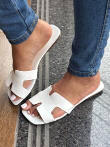 Women's Slide H Flat Sandal Comfortable Versatility And Elegance In Every Step - 白色 - 查看 4