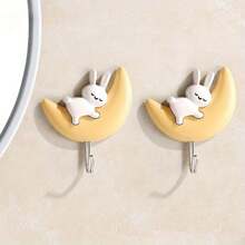1对兔子挂钩自粘式浴室宿舍门上卫生间卡通月子免打孔墙壁挂式 - 彩色 - 查看 7