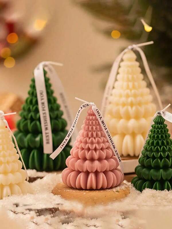 1 vela perfumada em formato de árvore de Natal de origami - Vela natalina com mistura de parafina e cera de soja, excelente para decoração de mesa e presentes de Natal.