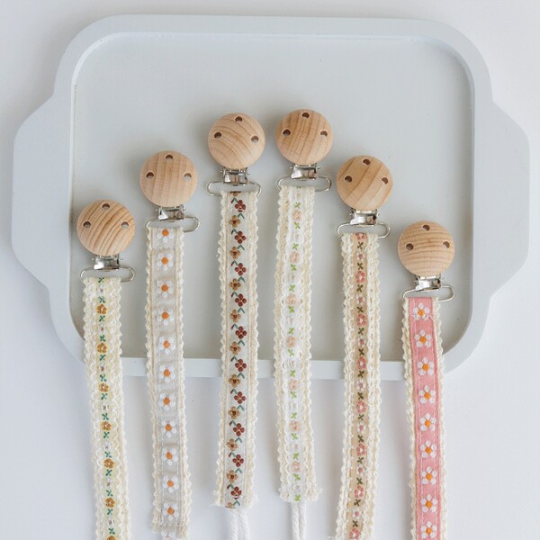 1pc Baby Pacifier Chain, Cartoon Fabric Woven Teething Clip, Anti-Lost
