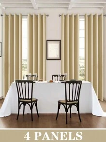 Panouri de perdele negre cu ochiuri, disponibile în opțiuni de 4/2/1 panouri, dimensiuni multiple, țesătură în 3 straturi de înaltă calitate, izolare termică și umbrire solară, potrivite pentru dormitor, sufragerie, sufragerie, bucătărie, dulap, culoare bej