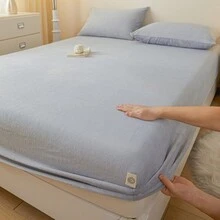 1件装新款A级保暖抗菌纯色牛奶绒床笠 220g 简约时尚 防尘防污 360度环绕 可机洗 柔软蓬松 吸水透气 婴儿级标准 高弹力腰带 可机洗 - 淺灰色 - 查看 13