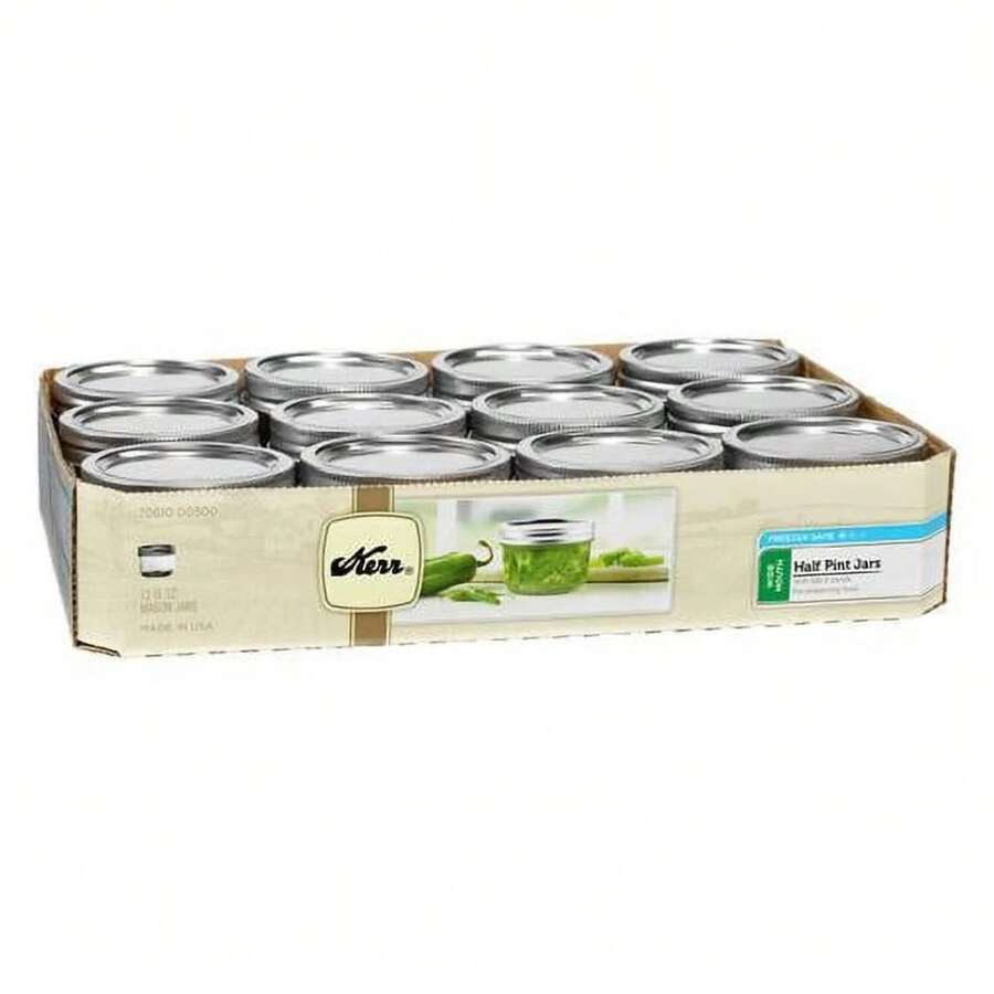 Canning Jars, Wide Mouth HalfPint (8 Oz.) Mason Jars With Lids And