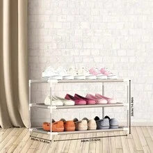 1 peça de sapateira de entrada, organizador de sapatos de corredor de 23,62 polegadas de largura para sala de estar, banheiro, corredor, sapateira de vários níveis que economiza espaço - estrutura de metal à prova de poeira, adequada para casa e dormitórios (montagem necessária)