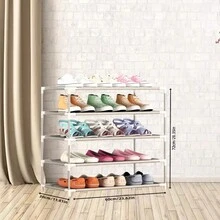 1 peça de sapateira de entrada, organizador de sapatos de corredor de 23,62 polegadas de largura para sala de estar, banheiro, corredor, sapateira de vários níveis que economiza espaço - estrutura de metal à prova de poeira, adequada para casa e dormitórios (montagem necessária)