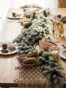 1 Stück Künstlicher Weihnachtsblumen-Kranz, Heimdekoration, Künstliche Tannenzweig-Girlande, geeignet für Weihnachtsdekoration im Wohnzimmer, Raumdekoration, Heimdekoration, Themenfestdekoration, geeignet für Tischdekoration, Festdekoration, Weihnachtsdekoration, Winter