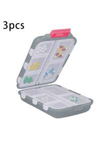 3 Packungen / 1 Packung tragbare Pillendose - ultraportabler wöchentlicher Reise-Pillenorganizer mit automatischem Spender und mehreren Fächern für Pillen, Vitamine und Fischöl - perfekt für Handtasche oder Tasche, kompakter und robuster Medizinbehälter