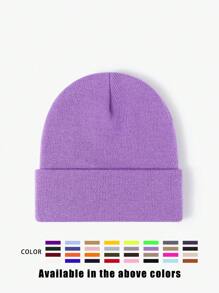 1pc Unisex Solid Color Knitted Hat, Y2K Style Outdoor Warm Beanie, Casual All-Match Winter Ski Cap Suitable For Daily Commute