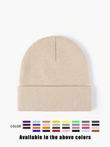 1pc Unisex Solid Color Knitted Hat, Y2K Style Outdoor Warm Beanie, Casual All-Match Winter Ski Cap Suitable For Daily Commute