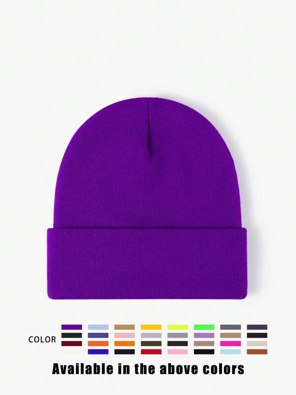 1 pezzo Berretto lavorato a maglia di colore unisex, stile Y2K, berretto invernale caldo per esterno, cappello da sci casual adatto per tutti, adatto per il pendolarismo quotidiano