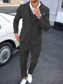 Conjunto casual de 3 piezas para hombre, que incluye chaqueta, pantalones y chaleco, versátil para primavera y otoño