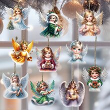 10 đồ trang trí treo bằng gỗ Giáng sinh dễ thương, hoàn hảo để trang trí cây thông Noel, trang trí tiệc Giáng sinh, quà tặng năm mới tuyệt vời nhất cho bạn bè - Nhiều màu - Xem 3