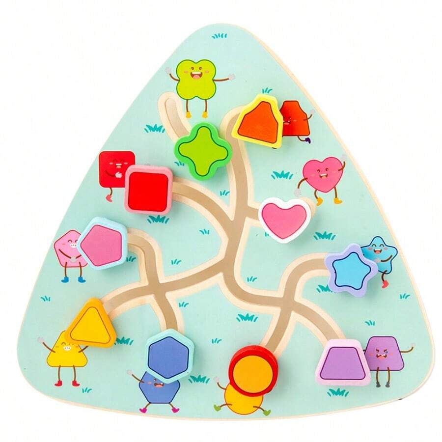 1pc Wooden Route Planning Game Board, Baby Transportation, Fruit