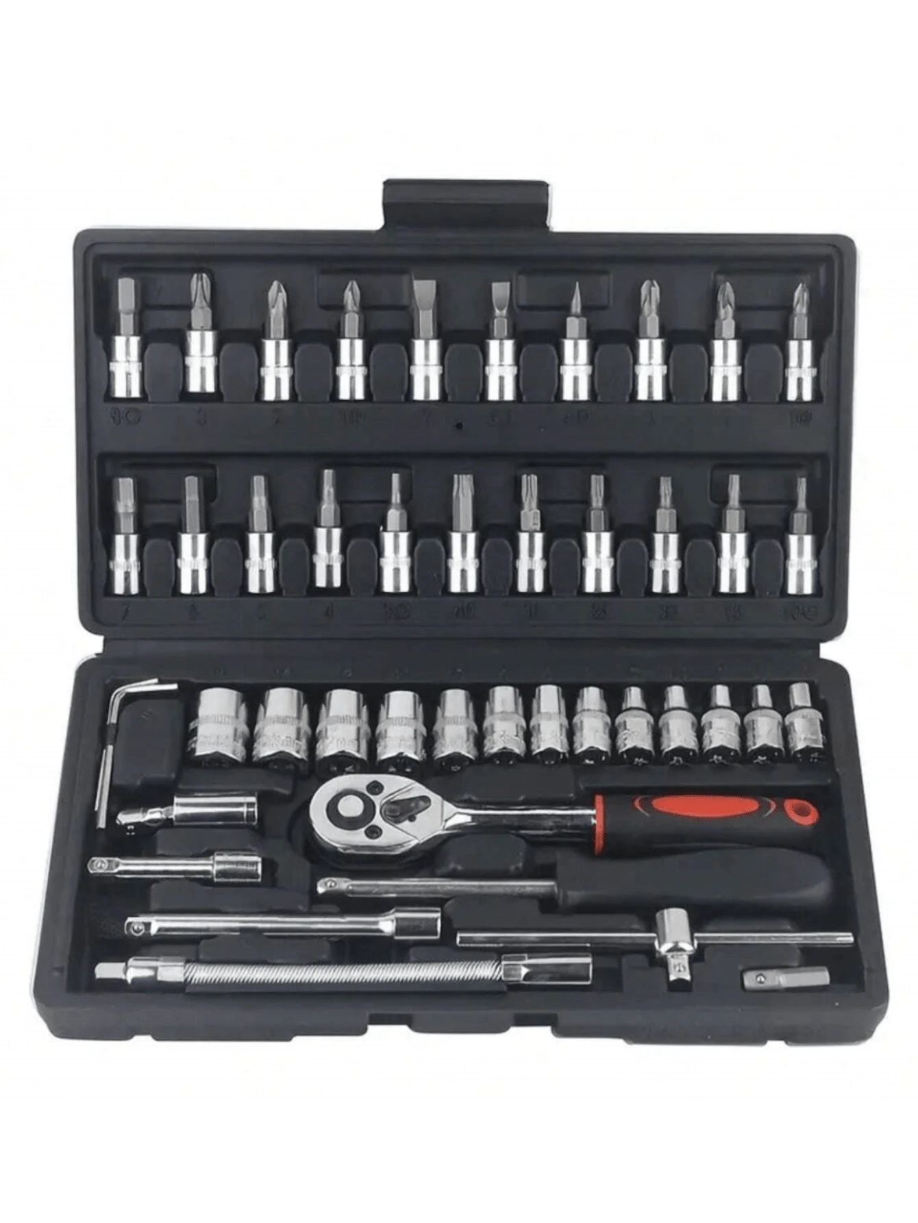 46 Pieces 1/4 Inch Drive Socket Ratchet Wrench Set, With Bit Socket Set ...